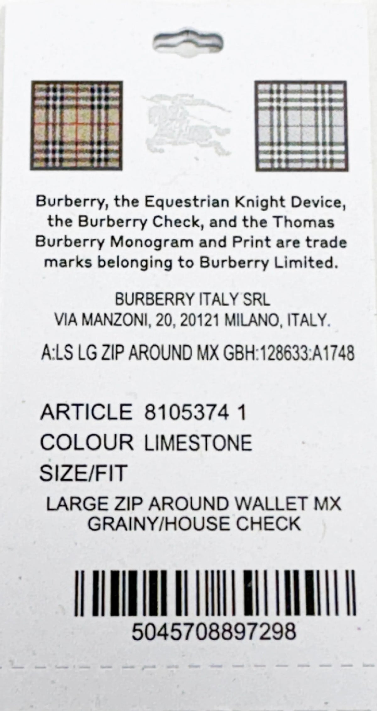 Burberry Check Zip Around Wallet