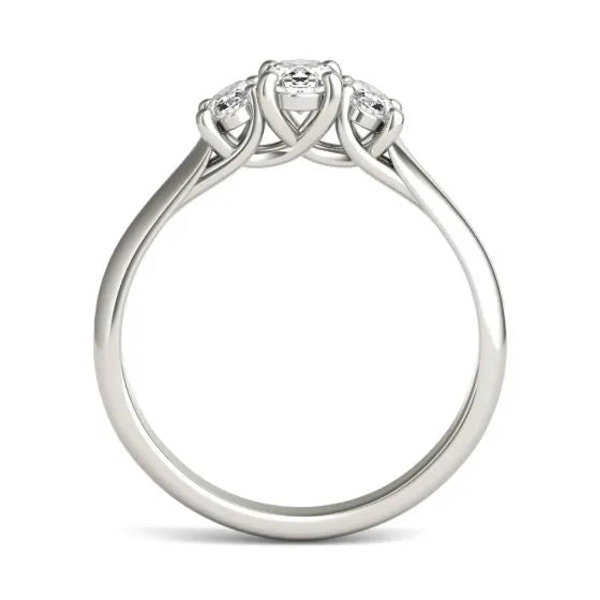 1 CTW Oval Lab Grown Diamond Three Stone Engagement Ring 14K White Gold (G-VS)