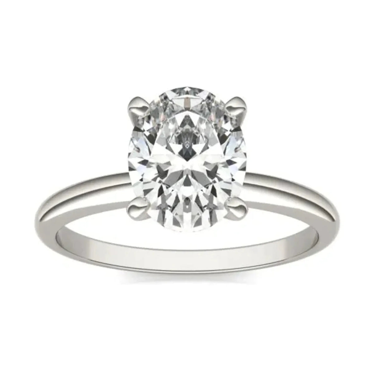 2 CTW Oval Lab Grown Diamond Solitaire Engagement Ring 14K White Gold (G-VS)
