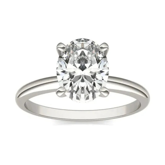 2 CTW Oval Lab Grown Diamond Solitaire Engagement Ring 14K White Gold (G-VS)