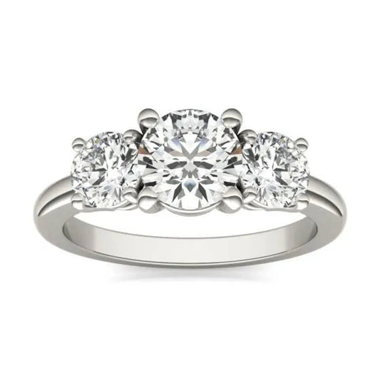 2 CTW Round Lab Grown Diamond Classic Three Stone Engagement Ring in 14K White Gold (G-VS)