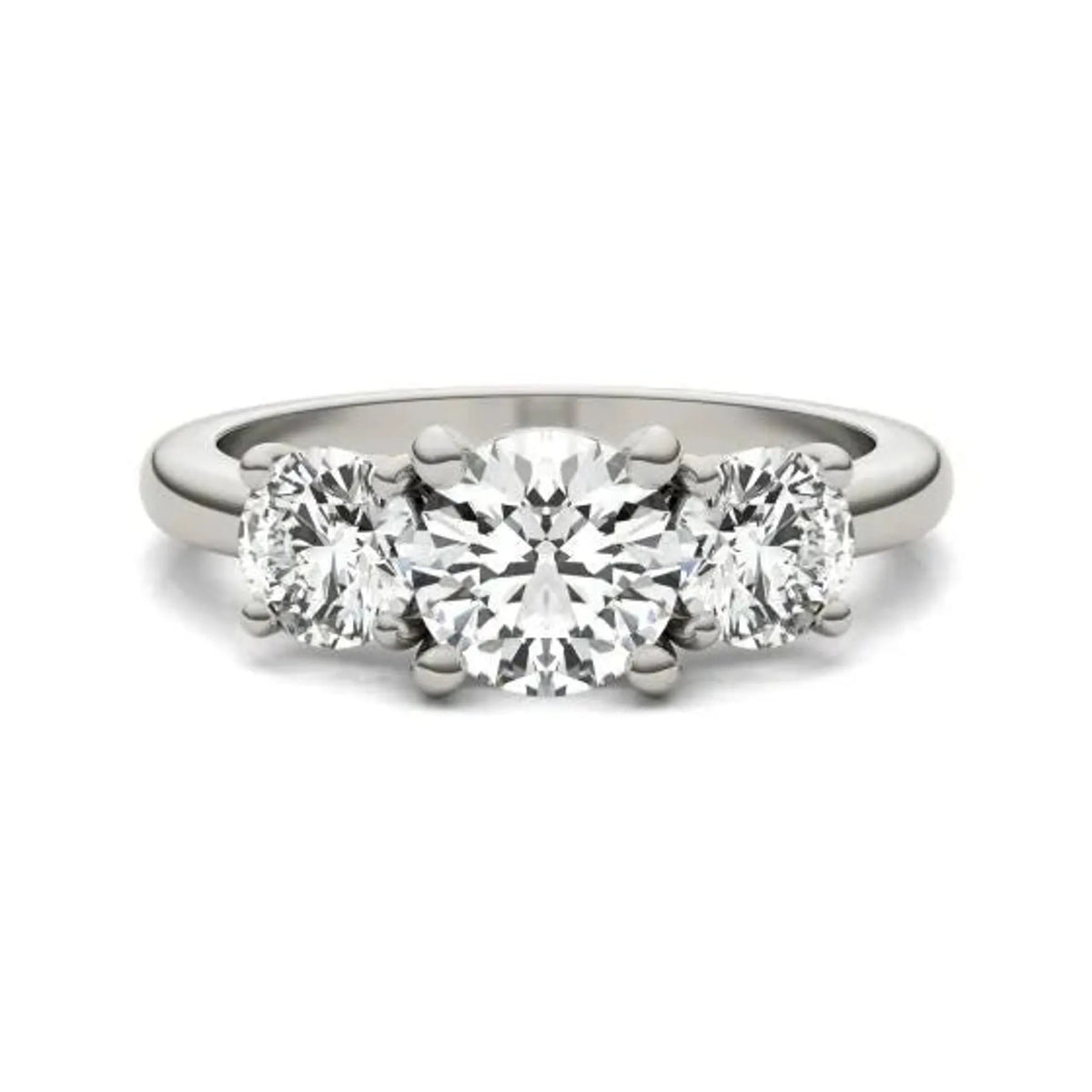 2 CTW Round Lab Grown Diamond Classic Three Stone Engagement Ring in 14K White Gold (G-VS)