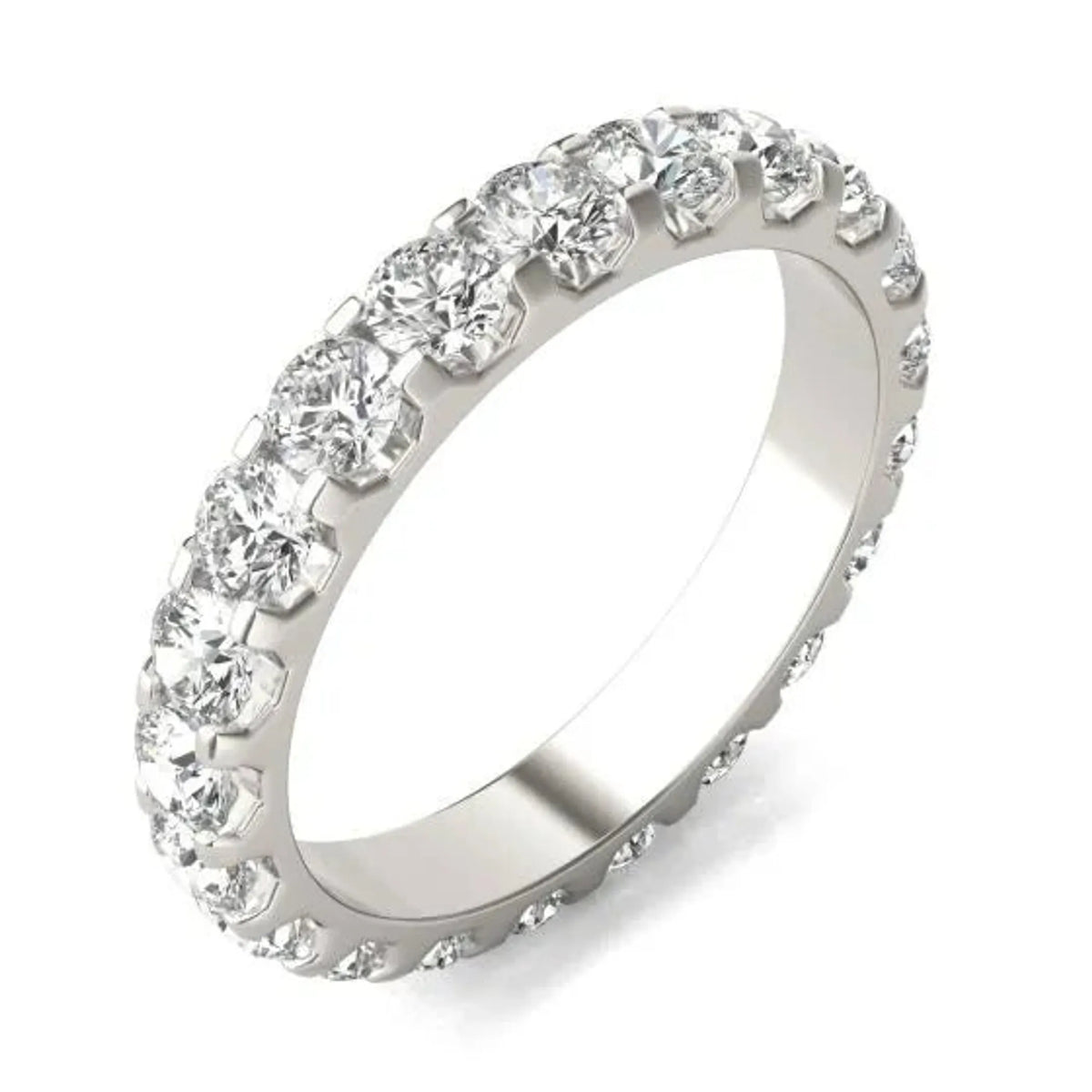 2 CTW Round Lab Grown Diamond Band 14K White Gold (G-VS)