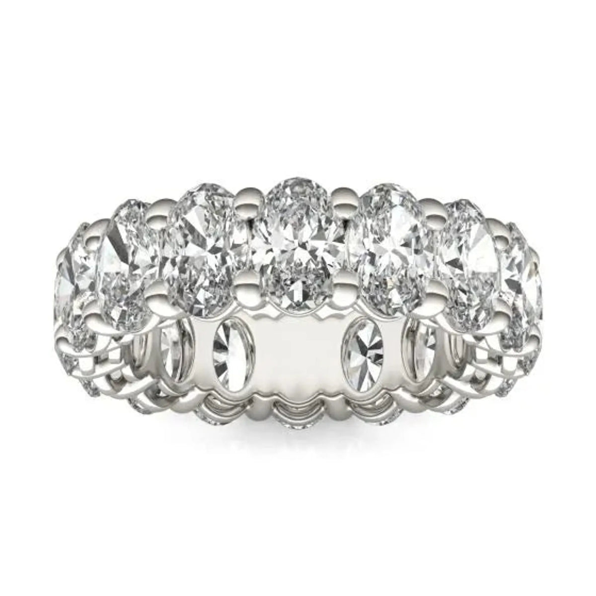 5 5/8 CTW Oval Lab Grown Diamond Couture Classic Eternity Ring 14K White Gold (G-VS)